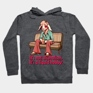 Retro 70s Goat Chillout - Drunk Goat Humor Vintage Sofa Art Hoodie